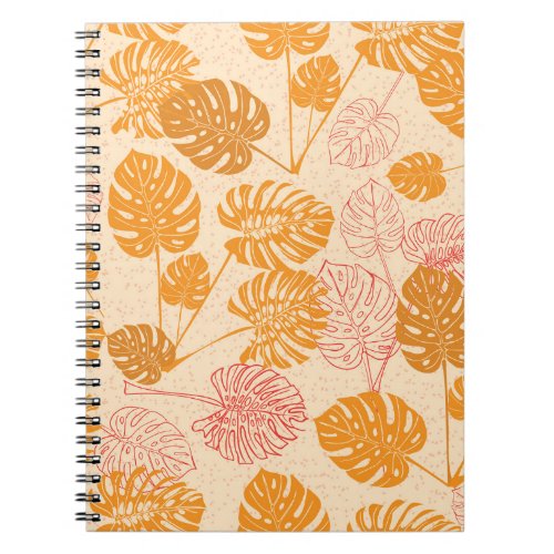 Monstera leaves tropical silhouette seamless notebook