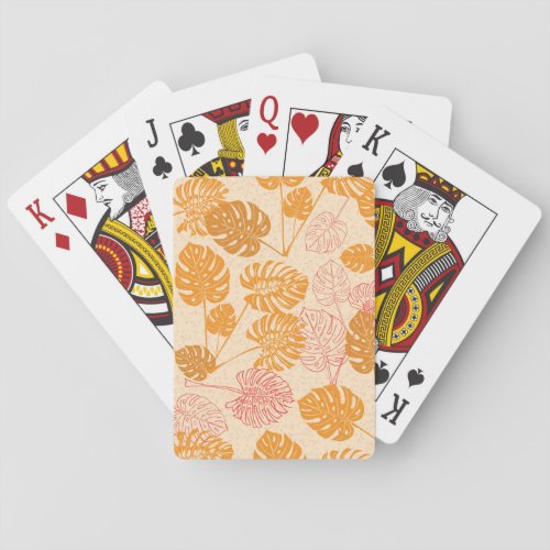 Monstera leaves tropical silhouette seamless playing cards