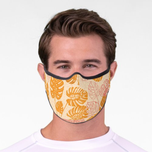 Monstera leaves tropical silhouette seamless premium face mask
