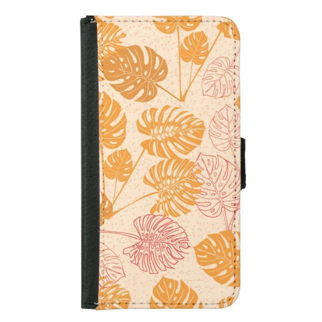 Monstera leaves: tropical silhouette seamless samsung galaxy wallet case (Front)