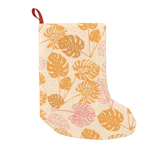 Monstera leaves tropical silhouette seamless small christmas stocking