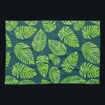 Monstera leaves, tropical watercolor pattern kitchen towel<br><div class="desc">Monstera leaves painted in watercolor then pattern made in photoshop</div>