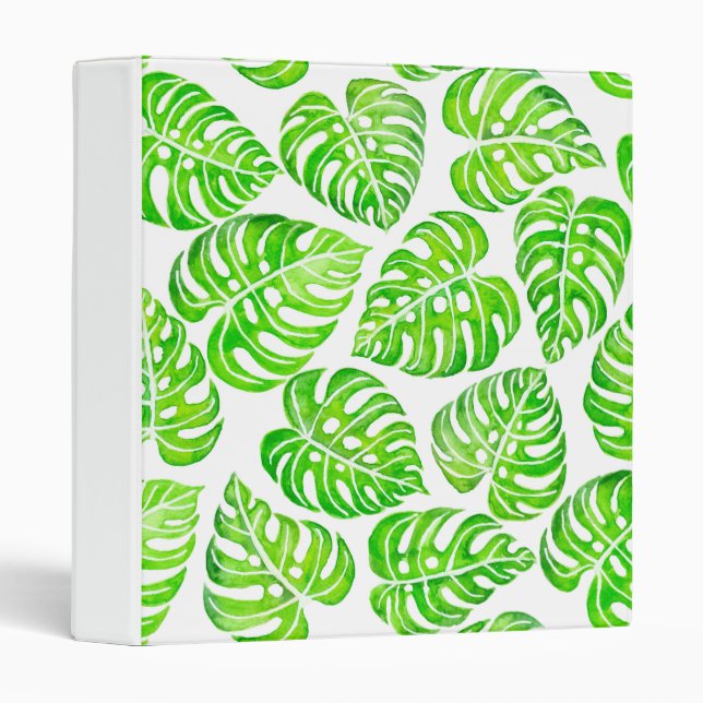 Monstera leaves watercolor 3 ring binder (Front/Spine)