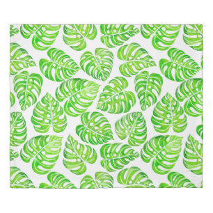Monstera leaves watercolor duvet cover