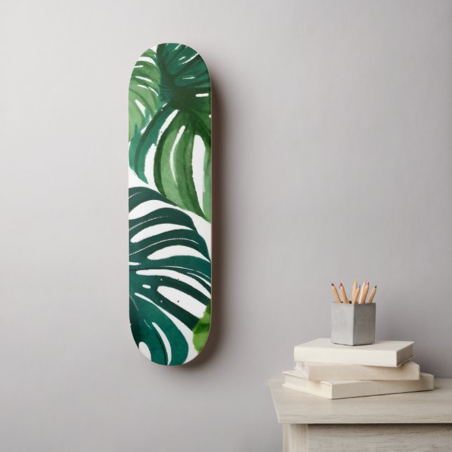 Monstera Leaves Watercolor Skateboard (Wall Art)