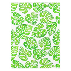 Monstera leaves watercolor tablecloth