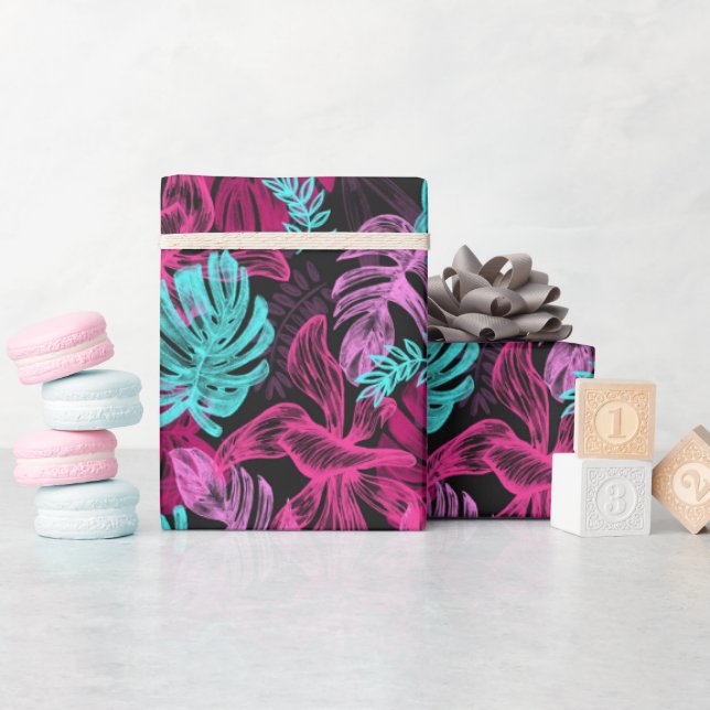 Monstera leaves wrapping paper (Baby Shower)