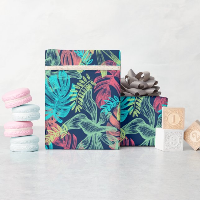 Monstera leaves wrapping paper (Baby Shower)