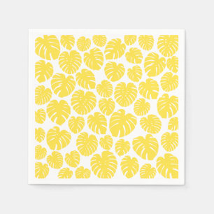 Monstera - Lemon Yellow and White Napkins