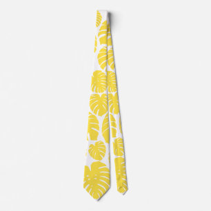 Monstera - Lemon Yellow and White Neck Tie
