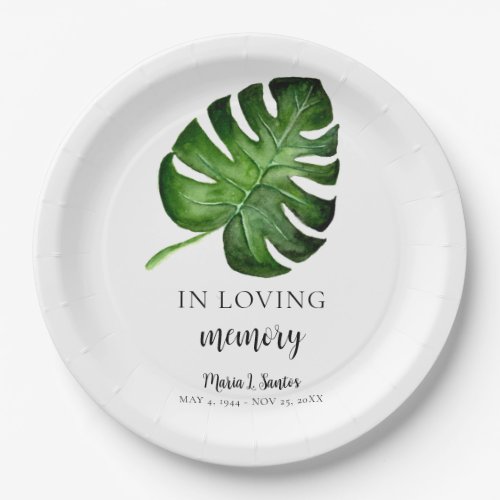 Monstera Memorial Custom Celebration of Life Paper Plates