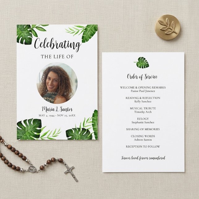 Monstera Memorial Order of Service Celebration Program (Creator Uploaded)