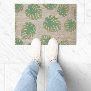 Monstera Mini Leaf Pattern Tropical Plants Fiber Doormat