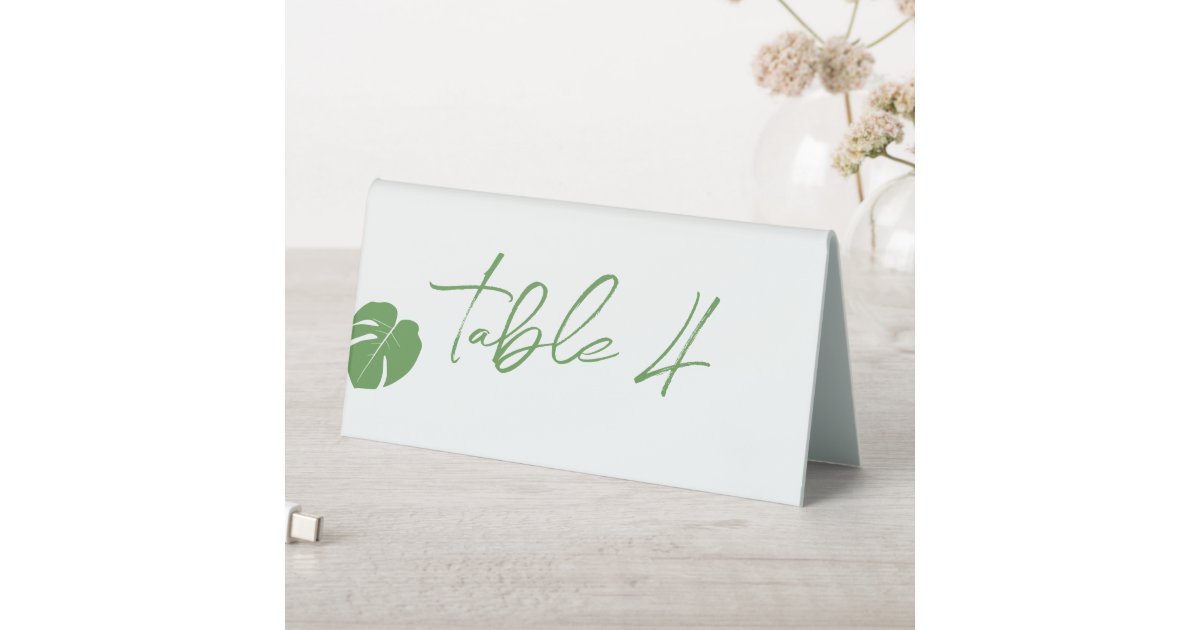 Monstera Mini • Modern Table Number • Leaf Green Table Tent | Zazzle