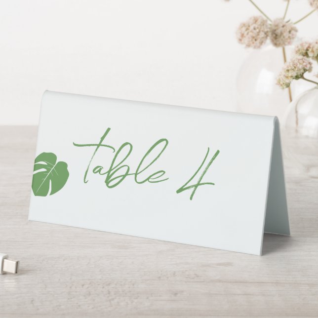 Monstera Mini • Modern Table Number • Leaf Green Tent (In SItu (Table))