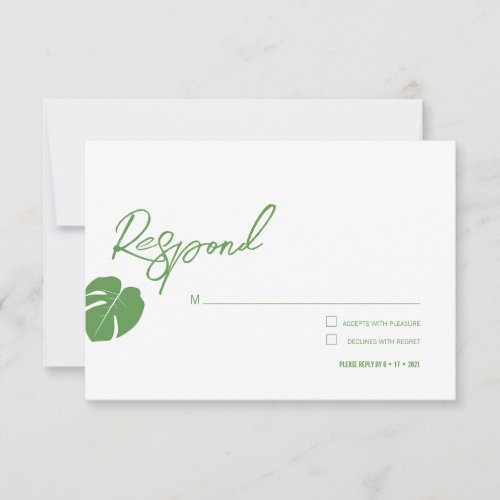 Monstera Mini  RSVP Card  Modern Coastal Event