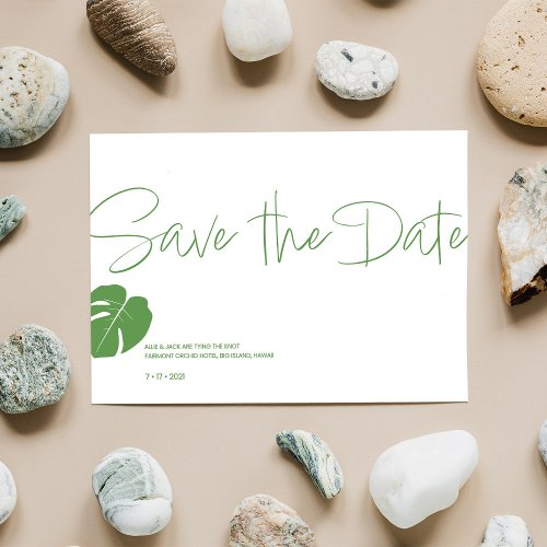 Monstera Mini  Save the Date  Modern Green Invitation