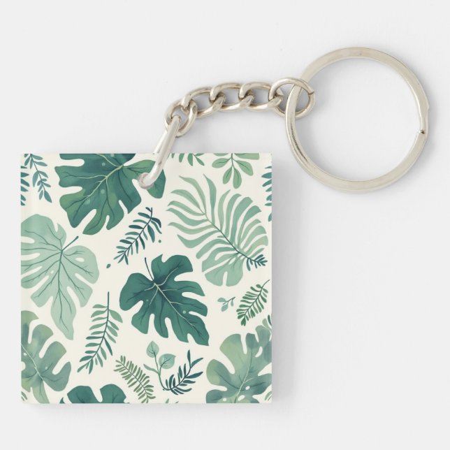 Monstera Mood – Tropical Leaf Acrylic Keychain (Back)