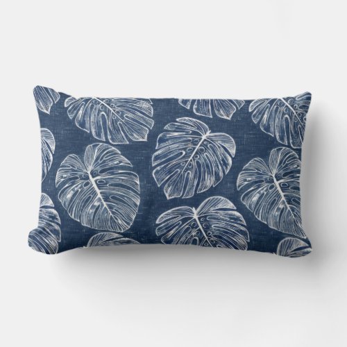 Monstera Palm Leaves Double Sided Lumbar Pillow