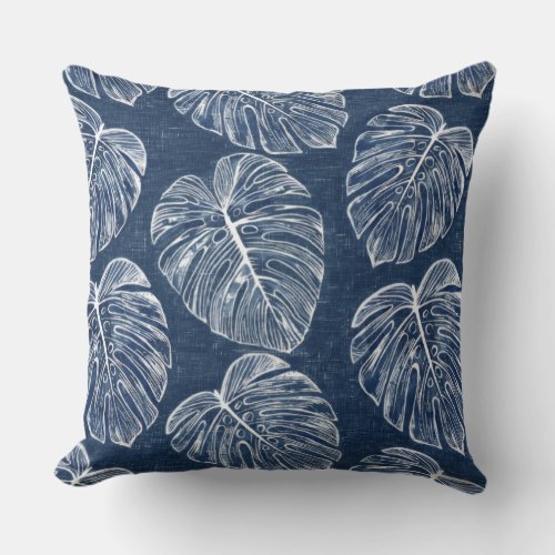 Monstera Palm Leaves Double Sided Throw Pillow
