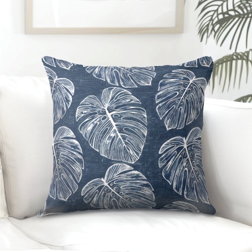 Monstera Palm Leaves Double Sided Throw Pillow