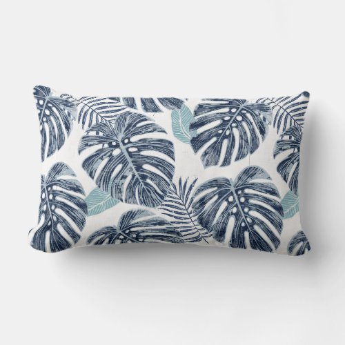 Monstera Palm Leaves Lumbar Pillow