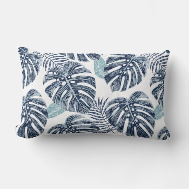 Monstera Palm Leaves Lumbar Pillow (Front)