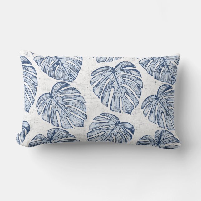 Monstera Palm Leaves Lumbar Pillow (Front)