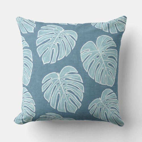 Monstera Palm Leaves Throw Pillow