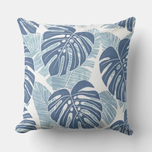 Monstera Palm Leaves Throw Pillow