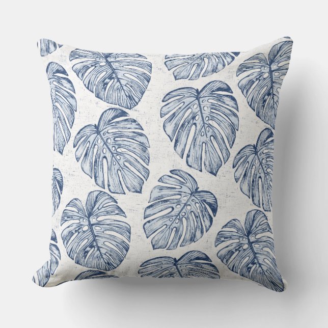 Monstera Palm Leaves Throw Pillow (Front)