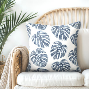 Monstera Palm Leaves Throw Pillow
