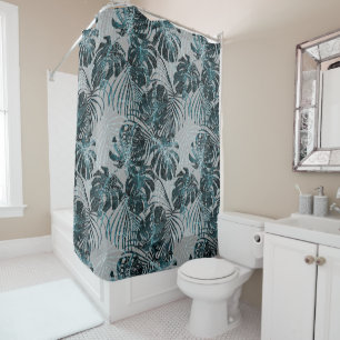 Monstera Palm Leo Animal Print Glam 2 Shower Curtain