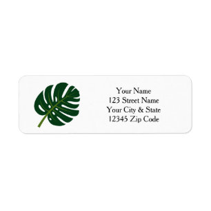 Monstera palm tree leaf return address labels