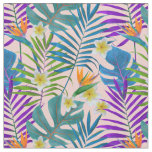 Monstera Palm Trees Plumeria Birds of Paradise Fabric