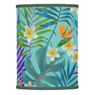 Monstera Palm Trees Plumeria Birds of Paradise Lamp Shade