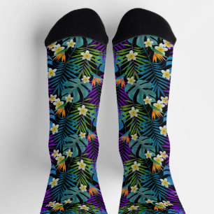 Monstera Palm Trees Plumeria Strelitzia Socks