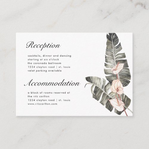 Monstera Palm Tropical Flowers Wedding Enclosure Card