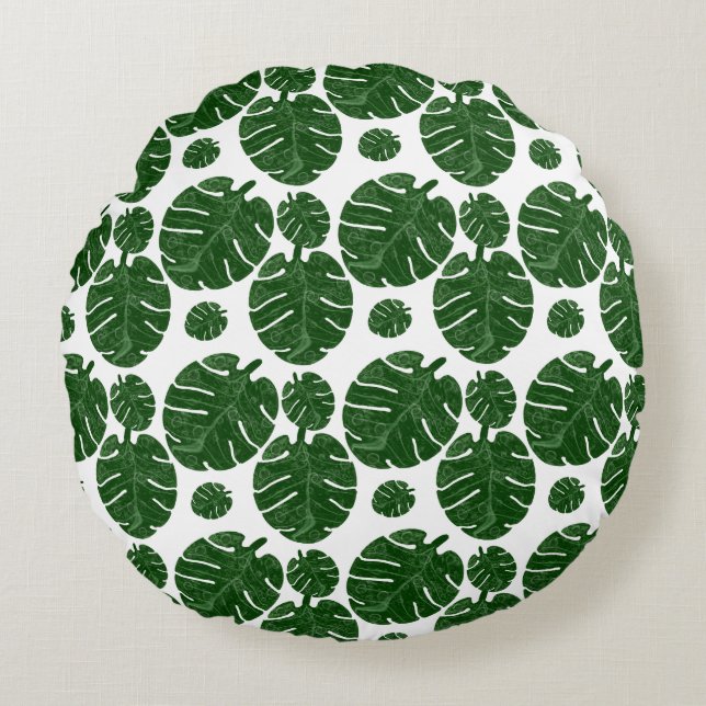 Monstera pattern  round pillow (Front)
