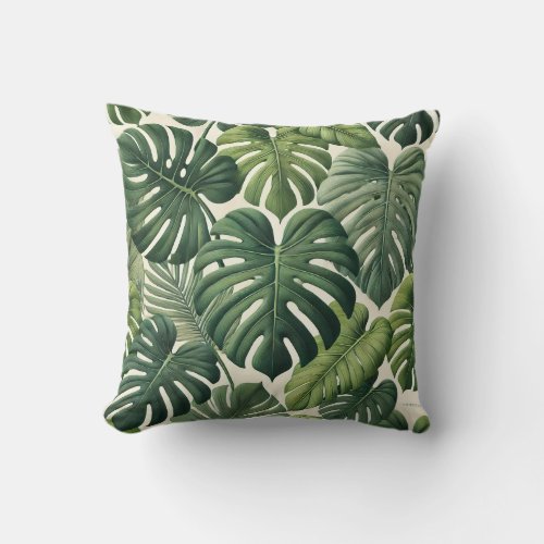 Monstera patterned cushion