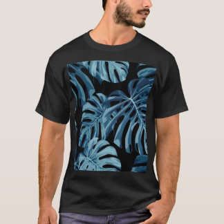 Monstera plant: blue leaves pattern. T-Shirt