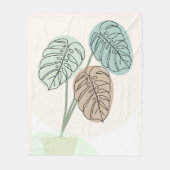 Monstera Plant Bohemian Art Line Art Fleece Blanket (Front)