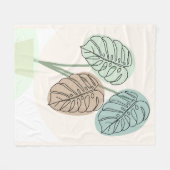 Monstera Plant Bohemian Art Line Art Fleece Blanket (Front (Horizontal))