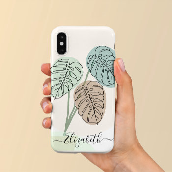 Monstera Plant Bohemian Art Line Art Personalized Iphone X Case by ironydesignphotos at Zazzle