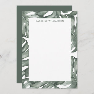 Monstera Plant Botanical Personalized Stationery Note Card