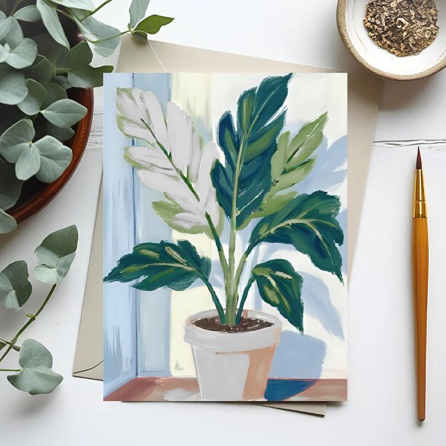 Monstera Plant | Houseplant Green Thumb Painting Postcard (Creator Uploaded)