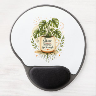 Monstera Plant in Coffee Mug Cozy Botanical Gel Mouse Pad
