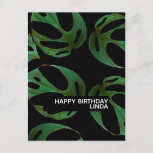 Monstera Plant Pattern Illustration Leaf Birthday  Postcard