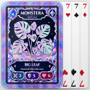 Monstera Plant, Rainbow Foil Art Poker Cards