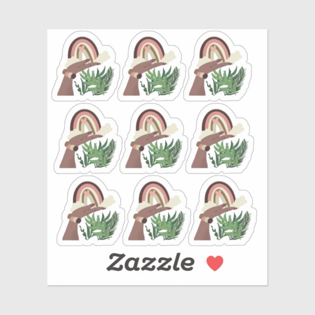 Monstera Rainbow Bohemian Girly  Sticker (Sheet)